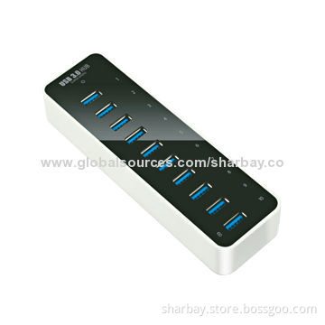 USB 3.0 10-port Hub with Over-current Protection, 12V/4A Power Adapter